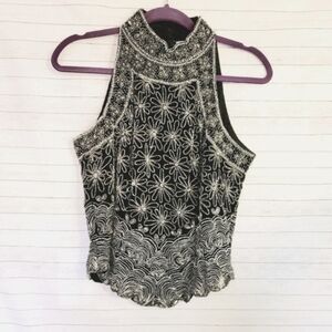 PAPELL EVENING BEADED SLEEVELESS TOP, sz MEDIUM